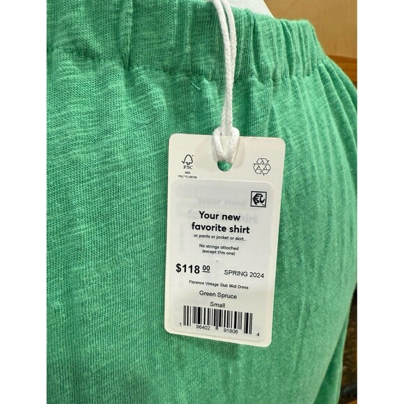 Marine Layer Florence Vintage Slub MIDI Dress Green Spruce Size S NWT - Picture 7 of 7